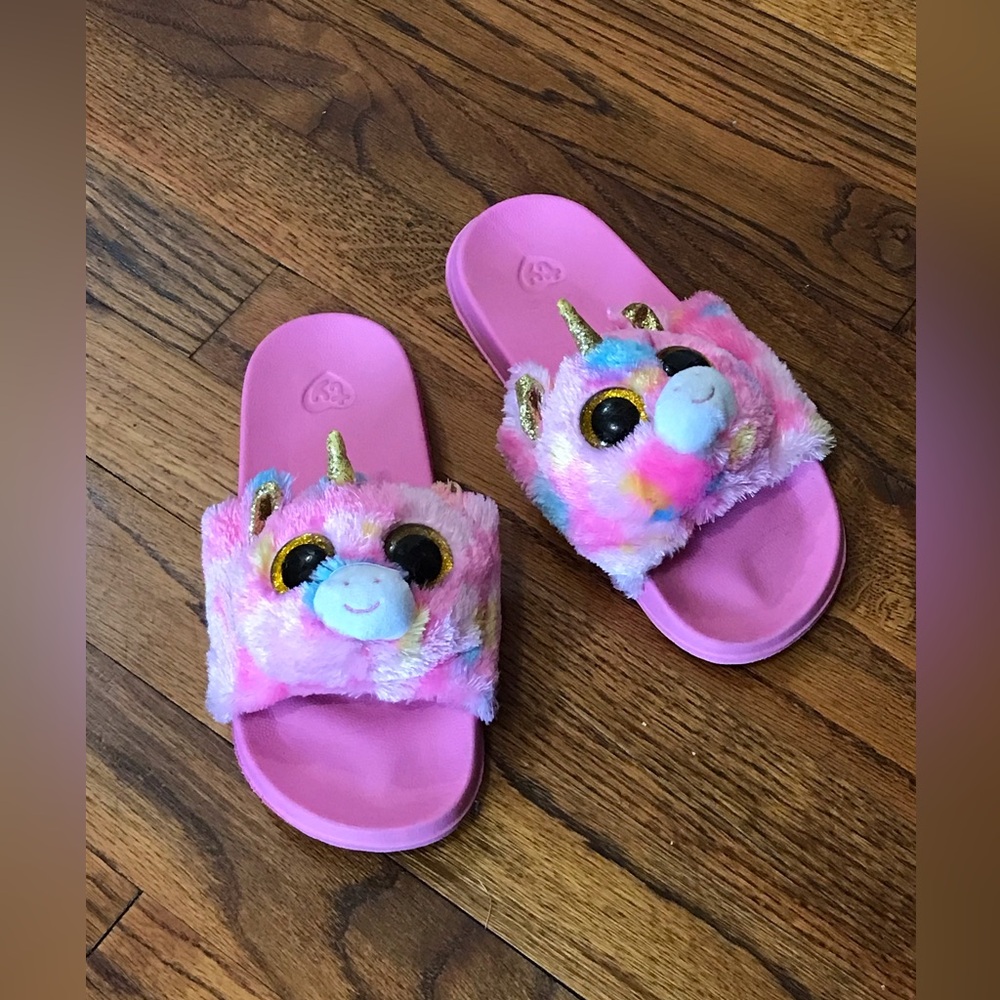 TY Fantasia Unicorn Slides Sandals Shoes Slippers Beanie Baby Head
Girls…